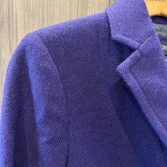 J.Crew size 2 Wool Herringbone Hack-ing Blazer Jacket Dark Purple (flaw) - Picture 3 of 15